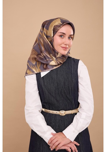 Silk Home Twill İpek Eşarp 11480-59 Çelik Mavi, Yeşil, Acı Kahve, Yeşil Kahve