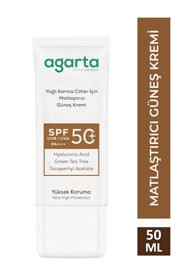 Agarta Matlaştırıcı Parlama Karşıtı Güneş Kremi SPF50+ 50 ML