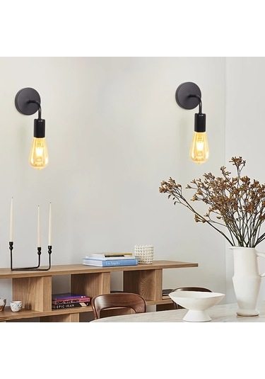 Dashanshop 2 Adet Modern Nordic E27 Avize Duvar Lambası Salon Yatak Oda Koridor Giriş Dekoru Siyah