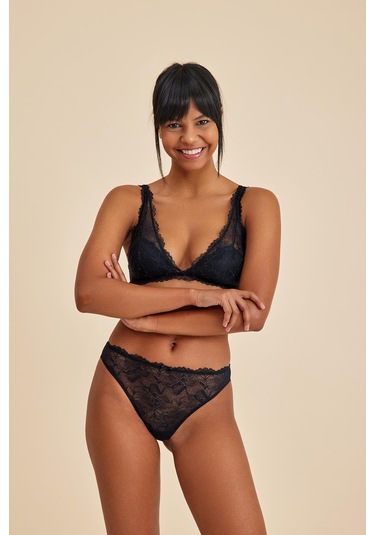 Roma Siyah Dantelli Slip Külot Siyah