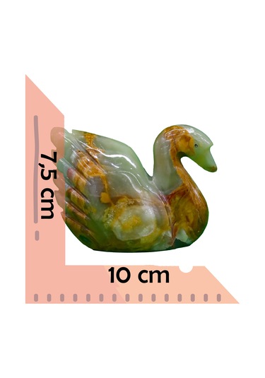 Doğal Oniks Taş Kuğu Figürü - Dekoratif El Yapımı Biblo