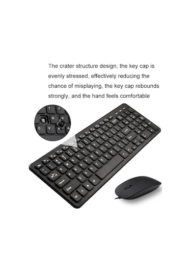 Mld-568 Ofis Oyun Tel Fare Klavye Seti, Kablo Uzunluğu: 1.25m Siyah - Siyah Optik