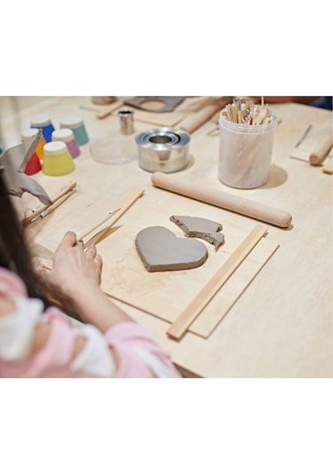 Seramik Hamuru Başlangıç Seti - Guaj Boya, Ebeşuar, Merdane,fırça, 2000gr Beyaz Doğal Kil