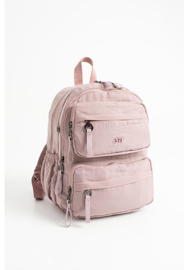 Kadın Sırt Çantası Ultra Hafif Poliamid Kumaş Su Geçirmez Çok Cepli Günlük Sırt Çantası 35 25 Cm Pembe
