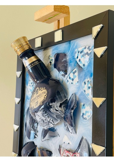 Epoksi Tablo Royal Salute Whısky Kırık Şişe Sanatı