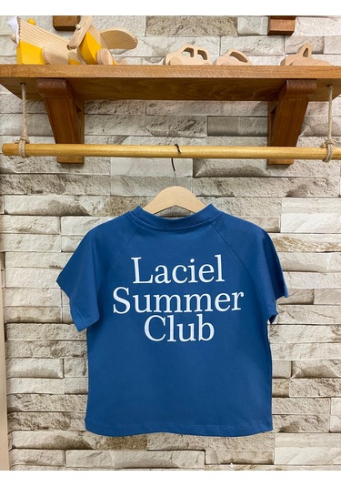 Laciel Paris Summer Clup Oversize Çocuk Tişört Petrol Mavi