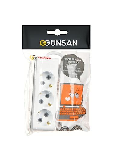 Günsan  Üçlü Çocuk Korumalı Topraklı Grup Priz 2 Metre