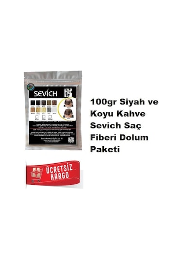 Sevich 100 Gr Siyah Orta Koyu Kahve Saç Fiberi Keratin Saç Tozu