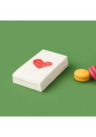 Evidea Kitchen 20'li Sushine Kalp Desen Peçete - Kırmızı / Beyaz - 16x8 Cm