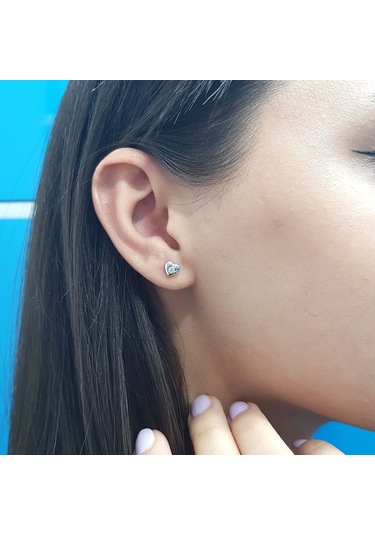 Lova 0.10 Karat Pırlanta Tektaş Kalp Küpe - 3040085