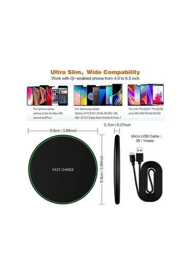 Pazly Toplu Kullanıcılar İçin Qi Kablosuz Hızlı Şarj Cihazı, Kompakt Tasarım, Qc2.0/3.0 Destekli, Geniş Uyumluluk