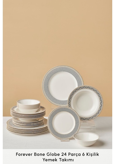 Karaca  Forever Bone Globe 24 Parça 6 Kişilik Yemek Takımı