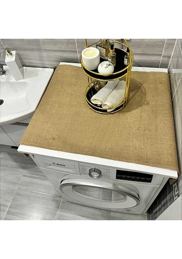 Laundry Duck Keten Su Geçirmez Ve Kirlenmez Çamaşır Makinesi - Buzdolabı - Bulaşık Makinesi Örtüsü Naturel - Kahverengi