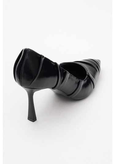 Anly Siyah Cilt Kadın İnce Topuklu Ayakkabı Siyah Cilt Siyah