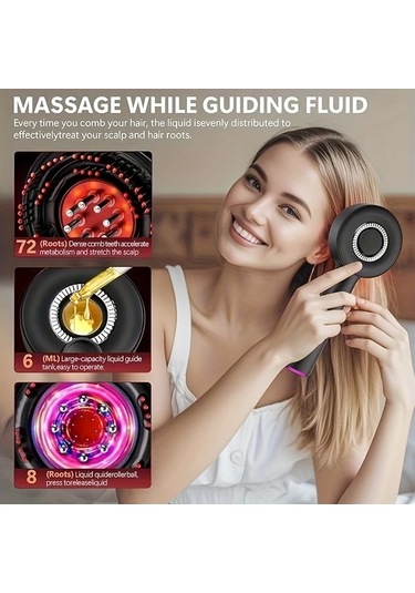 Willowhaven Gri Çok Fonksiyonlu Elektrikli Masaj Tarağı Ayarlanabilir Hızlı Saç Fırçası Uzun Pil Ömrü Gri