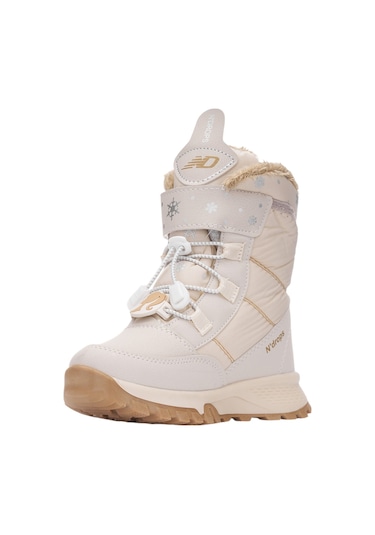 Nstil Cırtlı Lastik Bağcıklı Kürklü Kar Desenli Kalın Tırtıklı Taban Kız Çocuk Kar Botu Bootie 014 - Bej