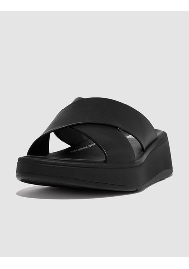 Fitflop F-mode Fw5 Hakiki Deri Siyah Kadın Çapraz Bantlı Terlik Siyah
