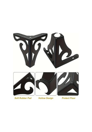 Hightower Siyah 4 Adet Minimalist Mobilya Ayakları, Ayarlanabilir Dayanıklı Metal Bacaklar Siyah