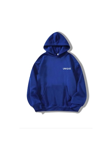 Kozia Outdoors Kapşonlu Baskılı Unisex Oversize Sweatshirt Kapsonlar1 Mavi