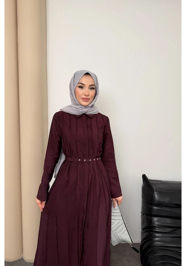 Mihran Butik Quenn Model Coupra Model Kumaş Kemer Detaylı Elbise Bordo