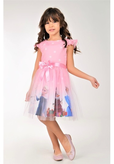 Buse&Eylül Bebe Pembe Elsa Karlar Kraliçesi Kız Çocuk Elbisesi
