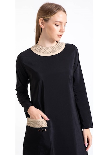 Paraşüt Kumaş Elbise Siyah-siyah