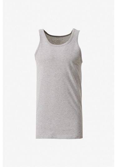 AC&Co / Altınyıldız Classics Erkek Grı Melanj Standart Fit Normal Kesim %100 Pamuk 2'li Atlet Paketi