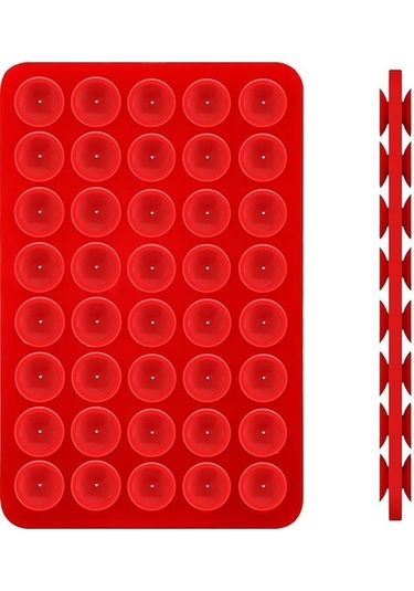 Novahub 1 Adet Sabit Ped İçin Destekli Yapışkanlı Emici Ped 40 Cep Telefonu Fikstürü İçin Çift Taraflı Silikon Emici Ped Emici Kupa Kırmızı Kırmızı