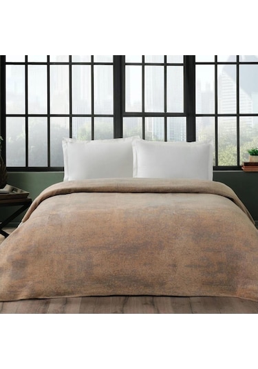 Taç Hermes Bej Çift Kişilik Battaniye Bej