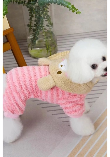 Caş Dekorasyon Pembe Renk Ayıcıklı Peluş Xxl Köpek Tulum