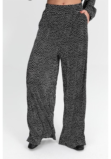 Takım Piliseli Örme Puantiye Desenli - Siyah-siyah Siyah