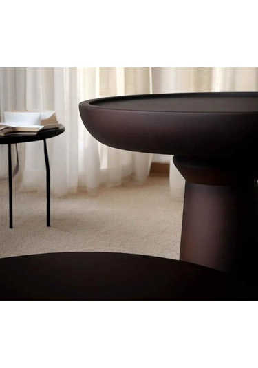 Doğal Masif Ahşap Mantar Sehpa 3 Lü Set Kızıl Kahve Renk