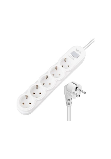 Vea Va-21569 5'li Anahtarlı 1.5 Metre Akım Korumalı Priz Beyaz