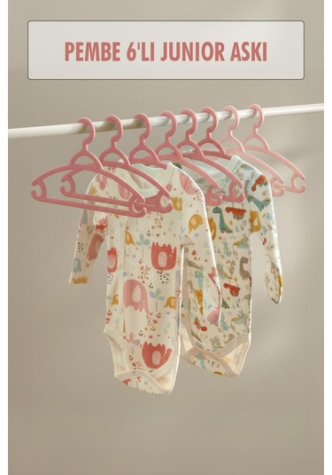 6 Lı Bebek Askısı & Bebek Gardırop Askısı Pembe Set Pembe