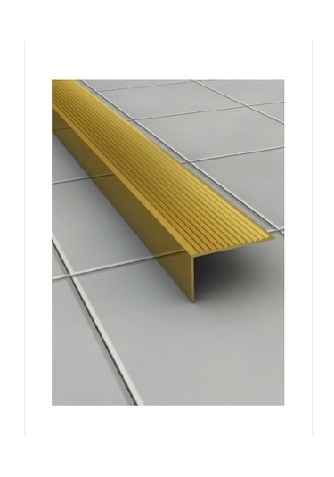 L Model Metal Merdiven Basamak Profili Çıtası Köşebent Bitim Profil Altın Gold Rengi 4cm 2cm 1,35m -
