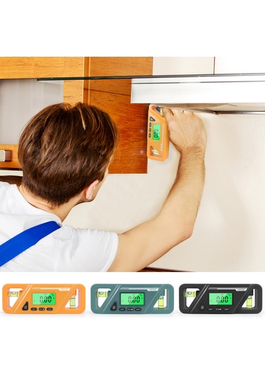 Xindoker Portatif Dijital Açı Ölçer, Eğim Ölçer Ve Su Terazisi, 90 Derece Manyetik Cetvel, Turuncu Renk, Hassas Ölçüm