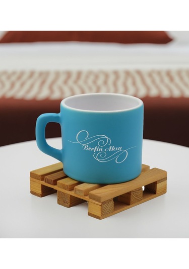 Bk Gift Kişiye Özel İsimli Turkuaz Renkli Middle Çay & Kahve Fincanı-2, Arkadaşa Hediye, Sevgiliye Hediye, Doğum Günü Hediyesi Kobitmeyencom32505 Bk G