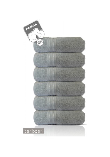 6'lı Boncuk Gri El Havlusu - 50x90 Cm, 225 Gr, %100 Pamuk, Spa Ve Otel Havlusu, Günlük Kullanıma Uygun Gri
