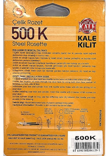 00 K Çelik Kapı Kilidi Silindir Rozeti-blisterli-krom