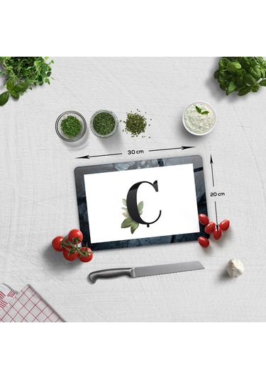 Decorita Cam Kesme Tahtası - Cam Kesme Tablası Harfli Tasarım Ç 20 CM x 30 CM