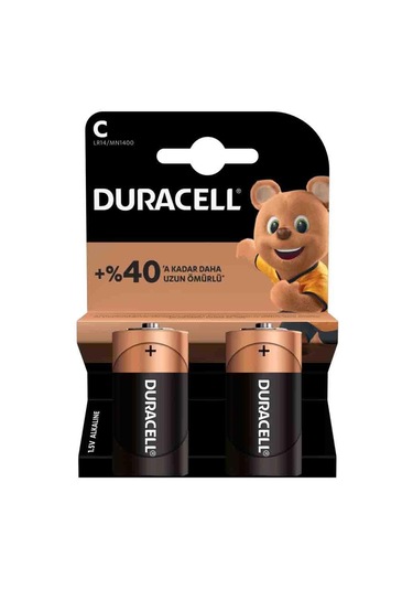 Duracell Alkaline C Orta Boy Pil 1.5 V 2 Adet