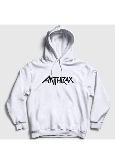 Presmono Unisex Anthrax Kapüşonlu Sweatshirt Beyaz