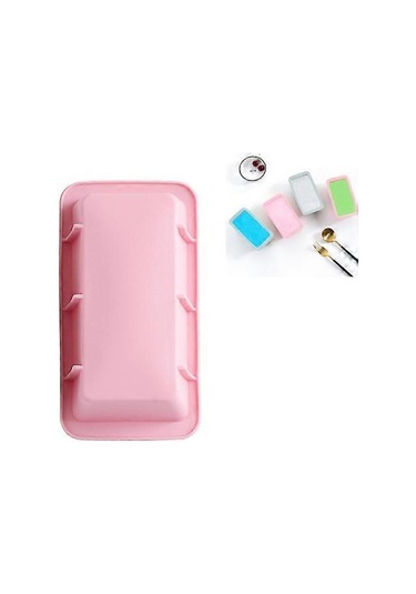 6 Adet Kek Silikon Tost Ekmeği Kalıbı Dikdörtgen Buz Tepsisi Kalıbı Pembe Çok Renkli