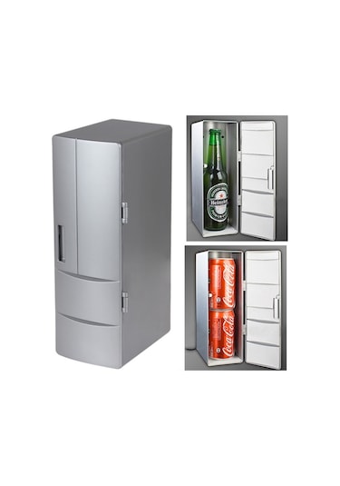 Sones 3,5w Usb Pc Mini Buzdolabı İçecek İçecek Soğutucu / Isıtıcı, Boyut: 24,5 X 10,8 X 8,3 Cm Gümüş