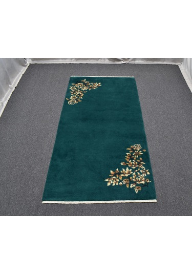 Zehra Abla Halı Yeni El Dokuma Nadir Tek Renk Zümrüt Yeşili Burdur Çiçekli 2m2 Yün Halı 5826 Renkli