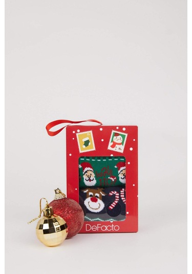 DeFacto Erkek Çocuk Yılbaşı Temalı 2'li Pamuklu Uzun Çorap E2766A8NSKR1 DeFacto Erkek Çocuk Yılbaşı Temalı 2'li Pamuklu Uzun Çorap E2766A8NSKR1