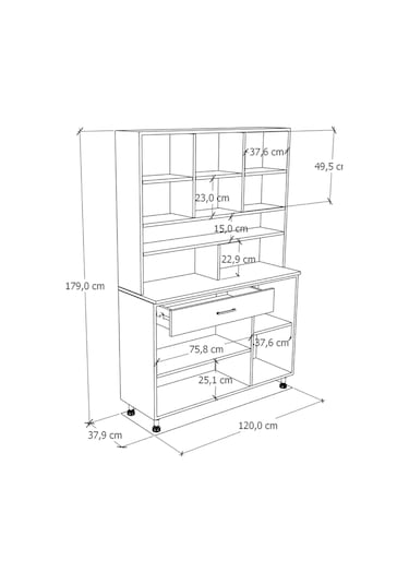 Zimbal Çok Bölmeli Dekoratif Mutfak Dolabı Atlantik Çam-beyaz Beyaz Kapak