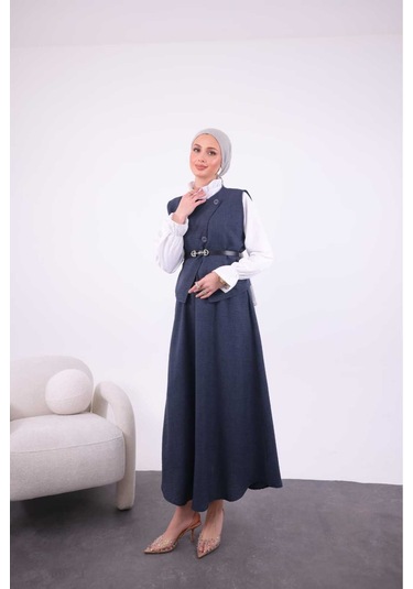 Bambu Keten Üçlü Takım Lacivert