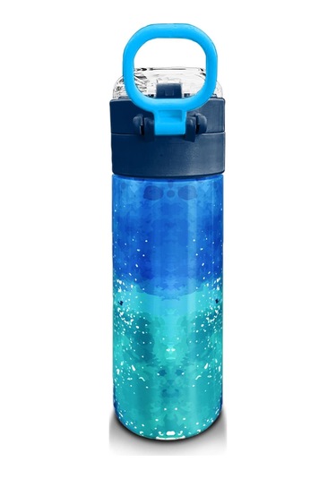 Coral High Kids Lacivert Mavi Kurt Desenli Pipetli Ve Direkt İçim Çelik Termos 500 Ml 31945 Lacivert