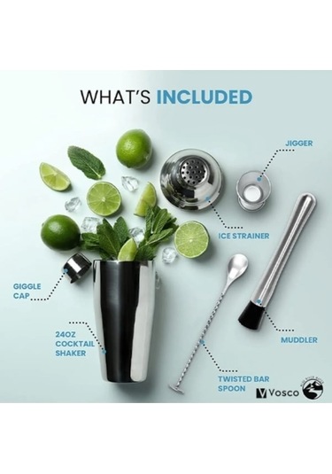 Fastbuy Kokteyl Shaker Seti 7 Parça, Modern Tasarım, Metal Renk, Bar İçin Kullanılır, Şık Ve Pratik